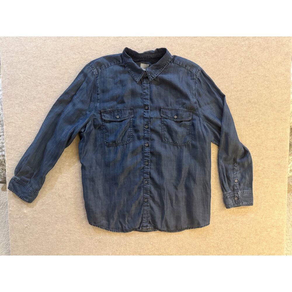 Chico's Sz 4 Lightweight Denim Button Up Shirt Blouse XXL 20/22 Tencel Lyocell - Picture 4 of 9